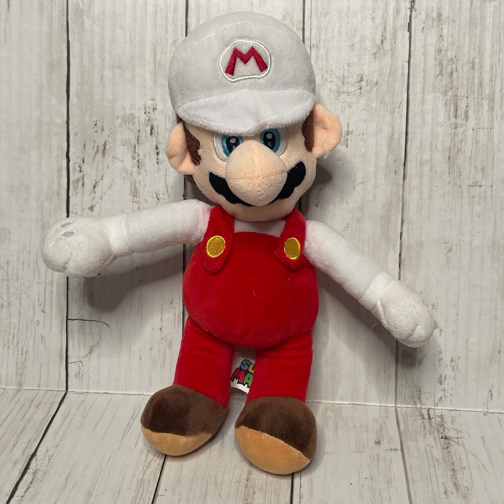 Plush Super Fire MARIO White Hat 2020 All Star Collection Nintendo Stuffed Toy